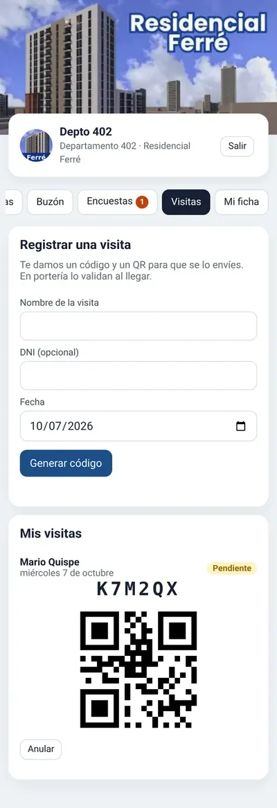FERRE: visita registrada con código QR
